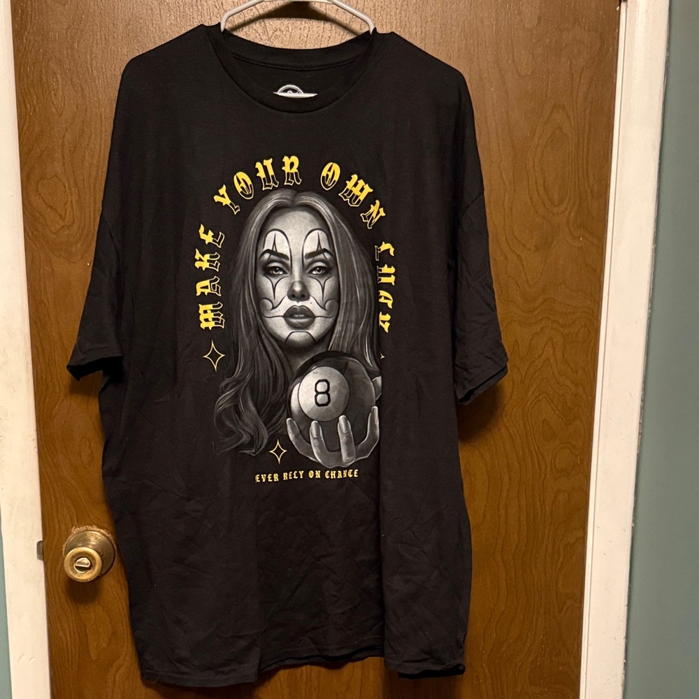 NWT DOM Black Graphic T-Shirt with Yellow Text size 2XL